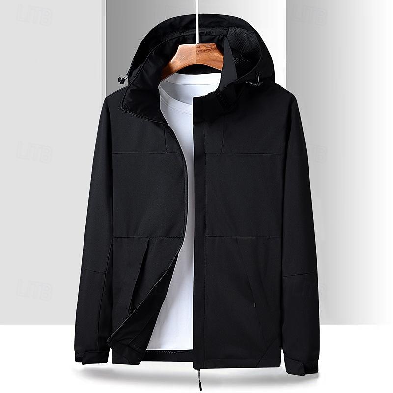 Men's Softshell Jacket Hiking Jacket Outdoor Color Block Windproof Water Resistant Hoodie Windbreaker Jacket Camping / Hiking / Caving Traveling Black White Blue Brown4