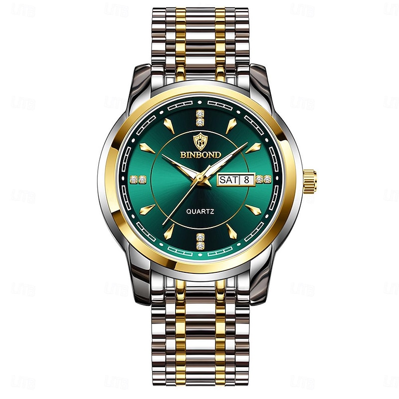 BINBOND Men Quartz Watch Minimalist Fashion Business Wristwatch Luminous Calendar Date Week Waterproof Steel Watch2