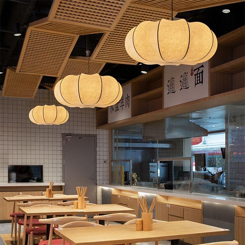 LED Pendant Light 3-Color Light Source 50/60cm 1-Light Wabi-sabi Silk Creative Pumpkin Silk Chandelier Japanese Home Decorative Hanging Lamps E26/E27 Bedroom Living Room Dining Room 85-265V