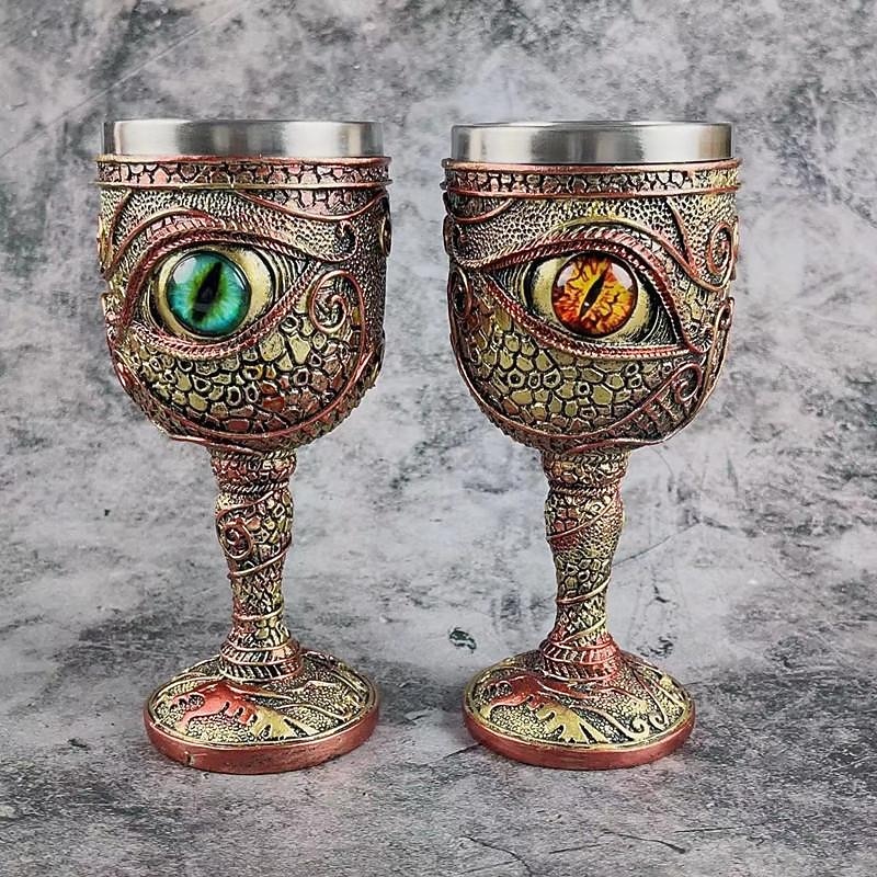 1pc, Dragon Goblet, Vintage Viking Champagne Cup, Stainless Steel And Resin Wine Glass, For Whisky, Cocktail, For Bar, Pub, Club, Restaurant And Home Use, Drinkware Accessories, Halloween Gifts