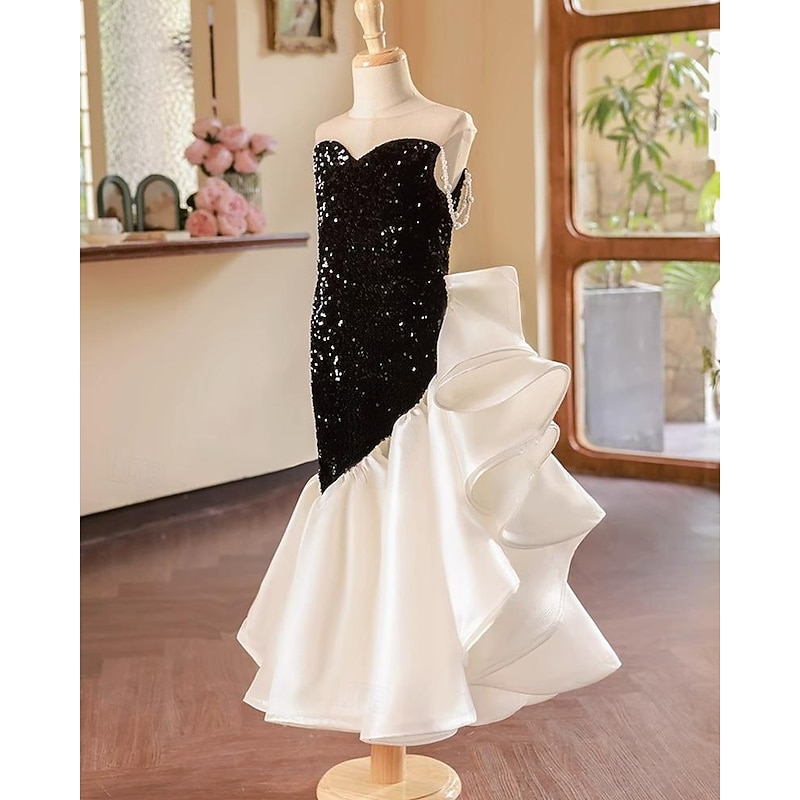 Girls' 3D Solid Color Party Dress Sleeveless Summer Performance Party Birthday Princess Beautiful Sweet Kids 4-12 Years Party Dress Maxi Regular Fit3