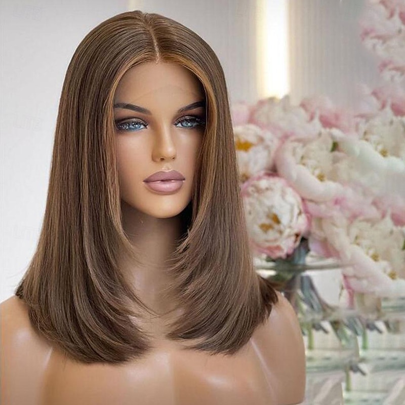 Remy Human Hair 13x4 Lace Front Wig Short Bob Brazilian Hair Silky Straight Auburn Wig 130% 150% Density with Baby Hair Natural Hairline 100% Virgin Pre-Plucked For Women Short Human Hair Lace Wig2