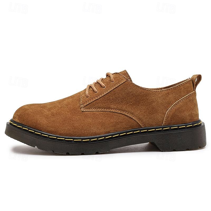 Men's Classic Suede Oxfords with Durable Rubber Sole – Stylish Tan Lace-Up Shoes for All Occasions4