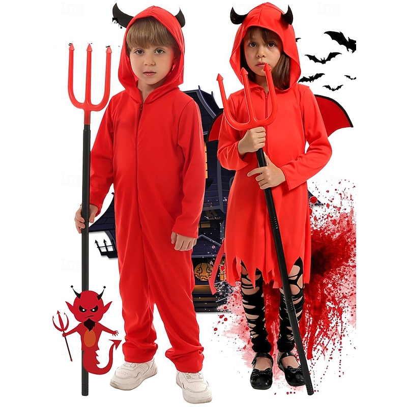 Devil Halloween Cosplay Costume Halloween Group Family Costumes Walpurgis Night Horror Kid's Boys' Girls' Carnival Masquerade Performance Easy Halloween Costumes Dress Up