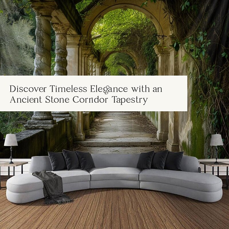 Cloister Forest Landscape Hanging Tapestry Wall Art Large Tapestry Mural Decor Photograph Backdrop Blanket Curtain Home Bedroom Living Room Decoration2