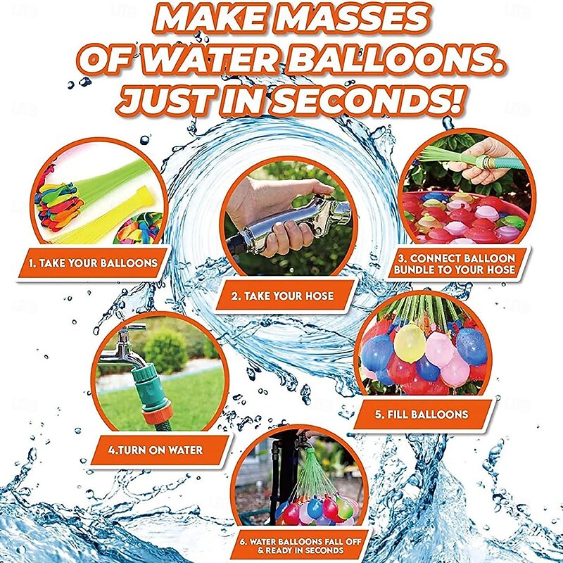 Water Balloons Instant Balloons Easy Quick Fill Balloons Splash Fun for Kids Girls Boys Balloons Set Party Games Quick Fill 814 Balloons for Outdoor Summer Funs3