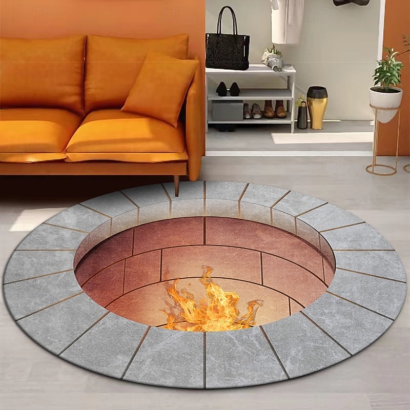 Halloween Trick Eye Fire Doormat Kitchen Mat Floor Mat Non-Slip Area Rug Oil Proof Rug Indoor Outdoor Mat Bedroom Decor Bathroom Mat Entrance Rug4