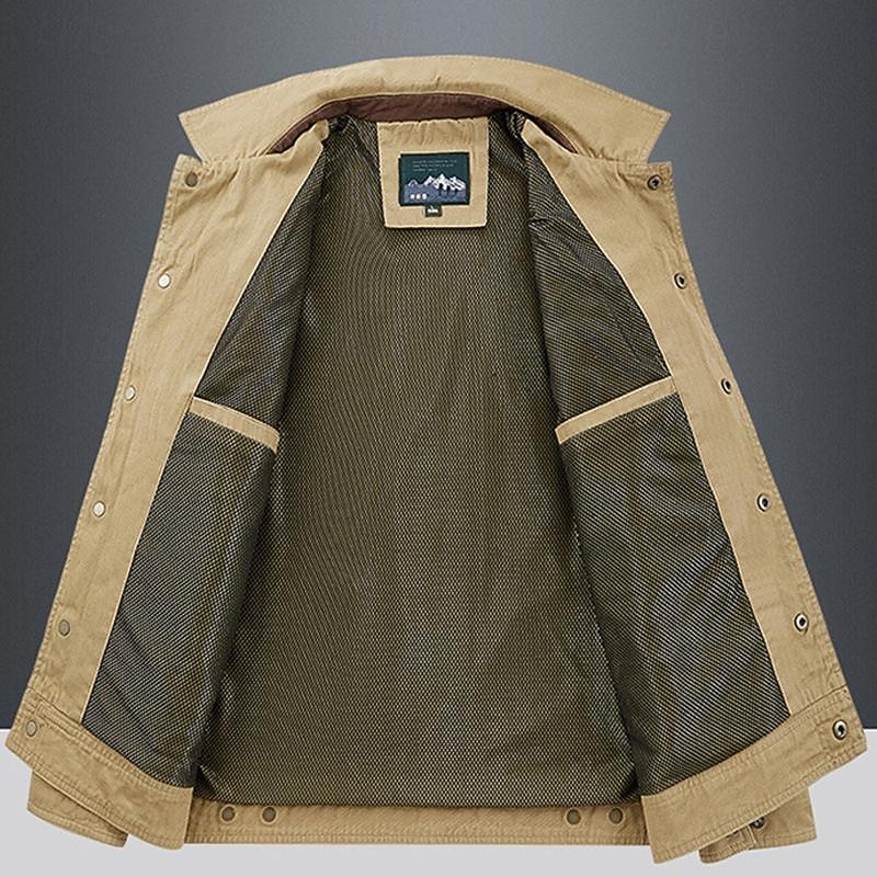 Men's Cargo Jacket Transition Jacket Outdoor Windbreaker Multiple Pockets All Seasons Plain Casual Lapel Khaki Army Green Dark Blue Jacket4