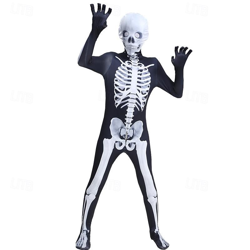 Skeleton Skull Halloween Cosplay Costume One Piece Cosplay Kid's Adults' Men's Women's Boys' Masquerade Halloween Masquerade Easy Halloween Costumes Dress Up