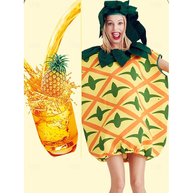 Fruit pineapple Halloween Cosplay Costume Funny Costumes Carnival Costume Cosplay Adults' Men's Women's Carnival Masquerade Mardi Gras Performance Party Halloween Easy Halloween Costumes Dress Up2