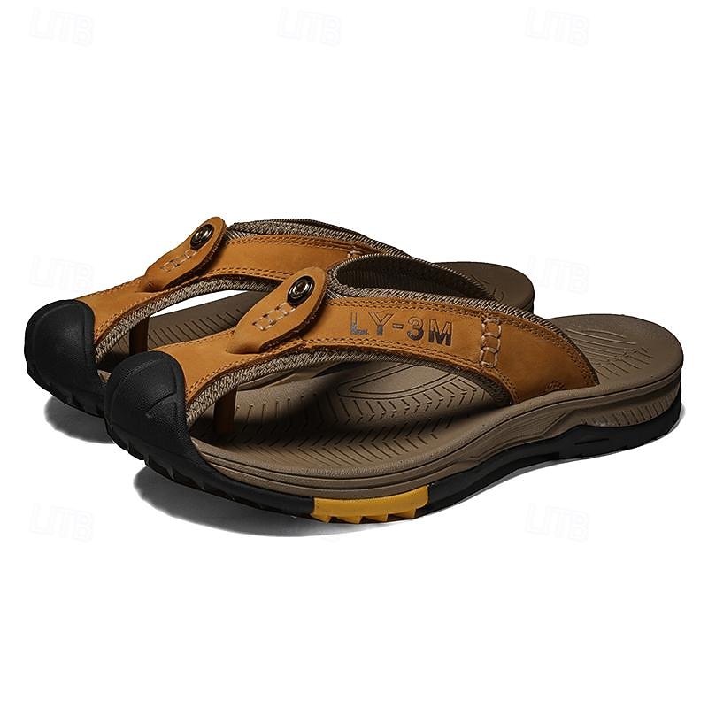 Men's Brown Outdoor Flip-Flops with Durable Sole – Comfortable and Lightweight Sandals for Hiking, Beach, and Casual Wear2