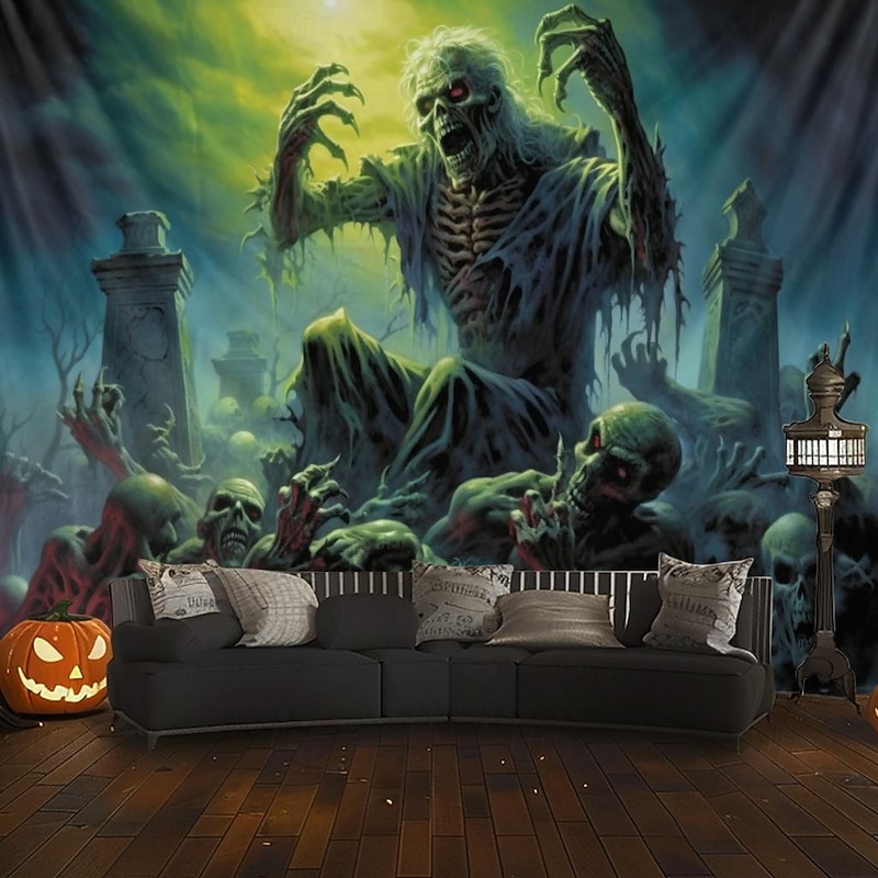 Halloween Decorations Monster Zombies Hanging Tapestry Wall Art Large Tapestry Mural Decor Photograph Backdrop Blanket Curtain Home Bedroom Living Room