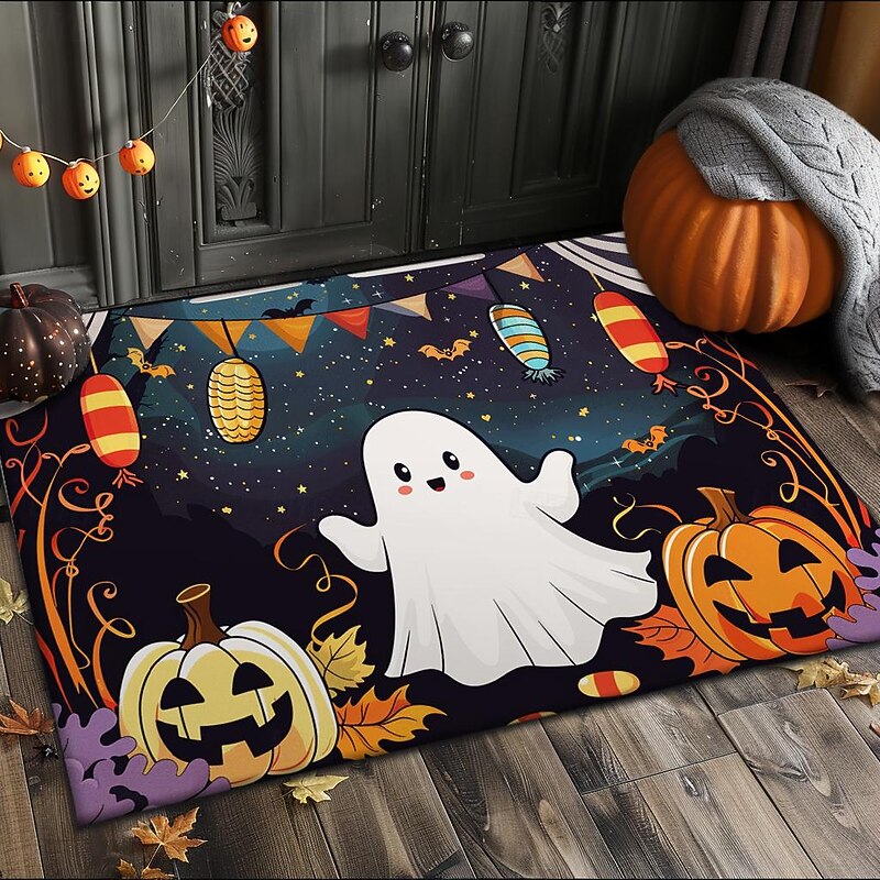 Halloween Decorations Doormat Evil Pumpkin Ghost Kitchen Mat Floor Mat Non-Slip Area Rug Oil Proof Rug Indoor Outdoor Mat Bedroom Decor Bathroom Mat Entrance Rug3