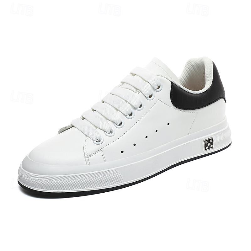 Men's Classic White Low-Top Sneakers with Black Heel Accent: Perfect for Daily Wear and Casual Outings2