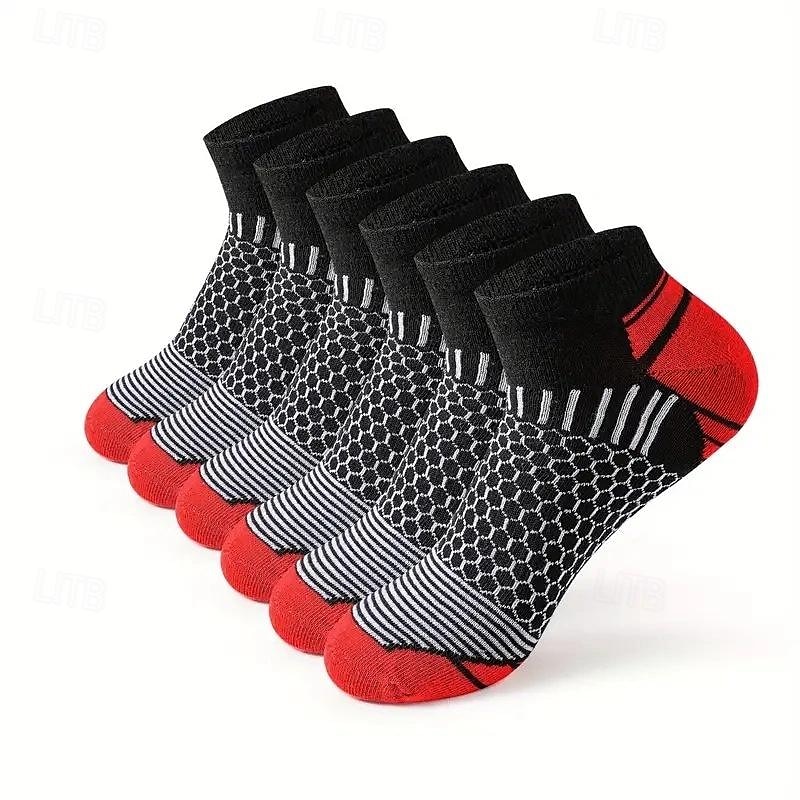 Men's 6 Pairs Multi Packs Socks Running Socks Casual Socks Black White Color Geometic Sports & Outdoor Daily Vacation Basic Medium Spring Fall Fashion Casual4