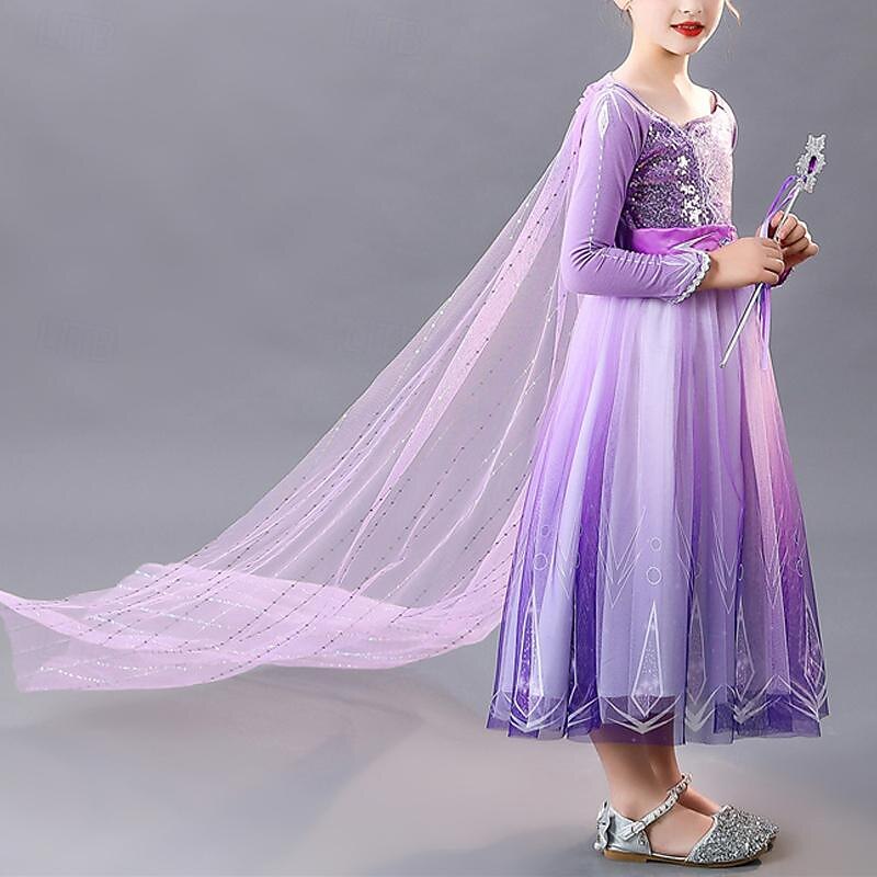 Girls' 3D Solid Color Party Dress Long Sleeve Summer Spring Performance Party Birthday Princess Beautiful Sweet Kids 4-12 Years Party Dress Swing Dress Tulle Dress Midi Regular Fit3
