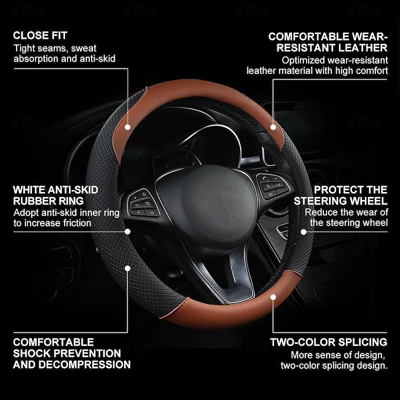 1 PCS Microfiber Breathable Ice Silk Car Steering Wheel Cover Easy to Install Universal Fit For 15"~15"1/22