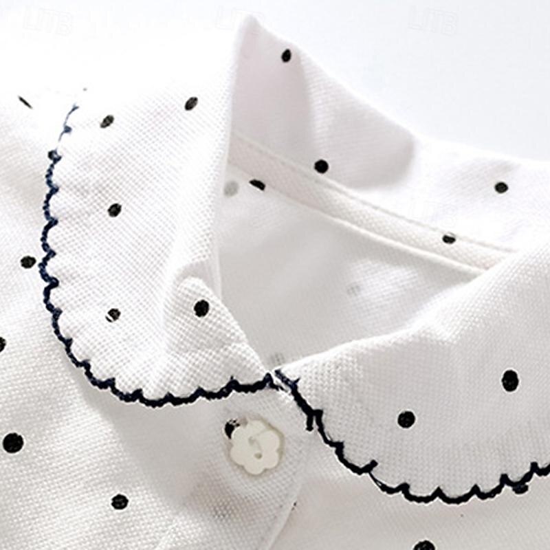 Girls' 3D Spot Tee Polo Shirt Short Sleeve Summer Fashion Basic Little Kids(4-7ys) 4-7 Years Lapel Outdoor Casual Daily Regular Fit4