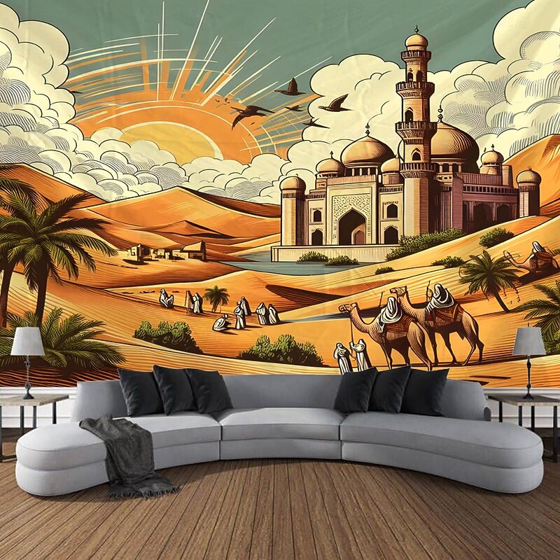 Nature Desert Camels Hanging Tapestry Wall Art Large Tapestry Mural Decor Photograph Backdrop Blanket Curtain Home Bedroom Living Room Decoration3