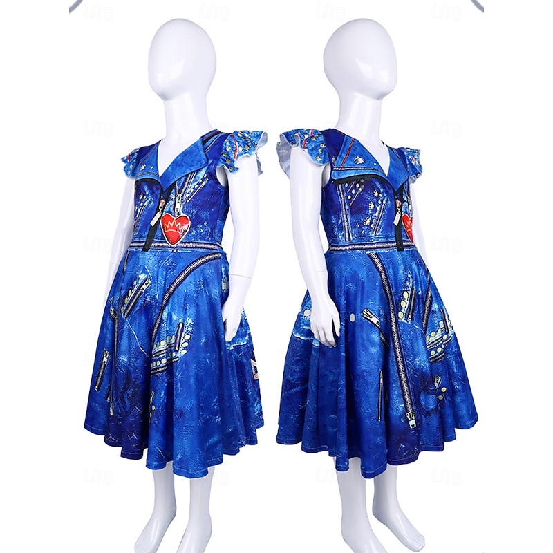 Descendants Evie Dress Cosplay Costume Movie Cosplay for Girls' Kids Masquerade Causal2