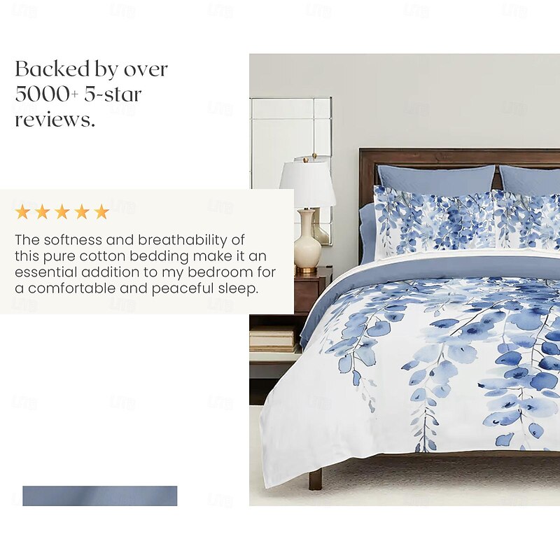 Floral Tropical Series Duvet Cover 3-Piece Set 100% Cotton or Polyester Perfect for Mother's Day Gift Super Soft Skin Friendly Long Lasting3