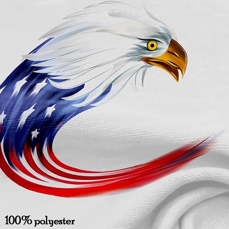 Men's American US Flag Eagle T shirt Henley Shirt Short Sleeve 3D Print Designer Retro Vintage Street Casual Daily Summer Spring White Henley Henley T-Shirt2