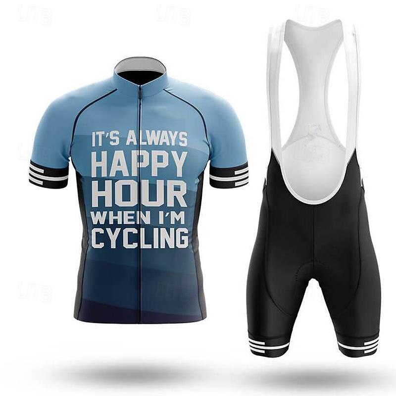 Men's Cycling Jersey with Bib Shorts Cycling Padded Shorts Graphic Short Sleeve Bike Jersey Padded Shorts / Chamois Clothing Suit with 3 Rear Pockets Mountain Bike MTB Road Bike Cycling Sweat wicking2