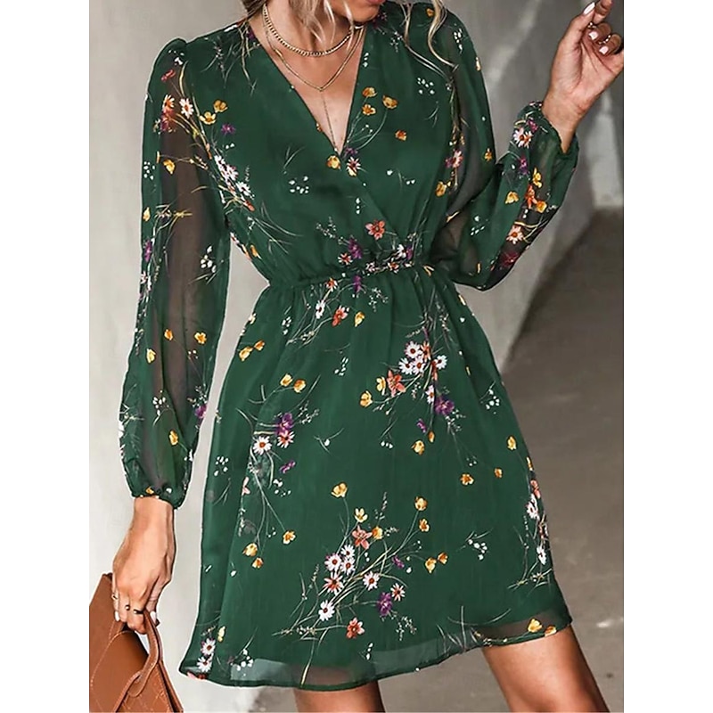 Women's Casual Dress Formal Dress Floral Print V Neck Mini Dress Stylish Casual Daily Date Long Sleeve Summer