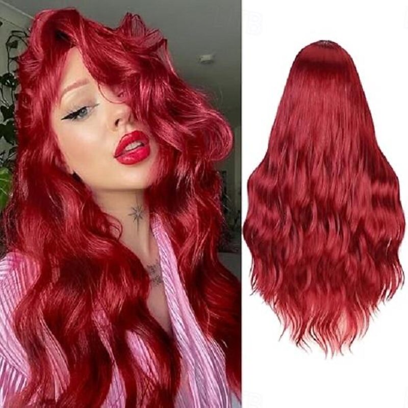 Synthetic Wig Straight Middle Part Wig Long Red Blue Ginger Ombre Green Blonde Synthetic Hair Women's Cosplay Soft Party Halloween Wigs