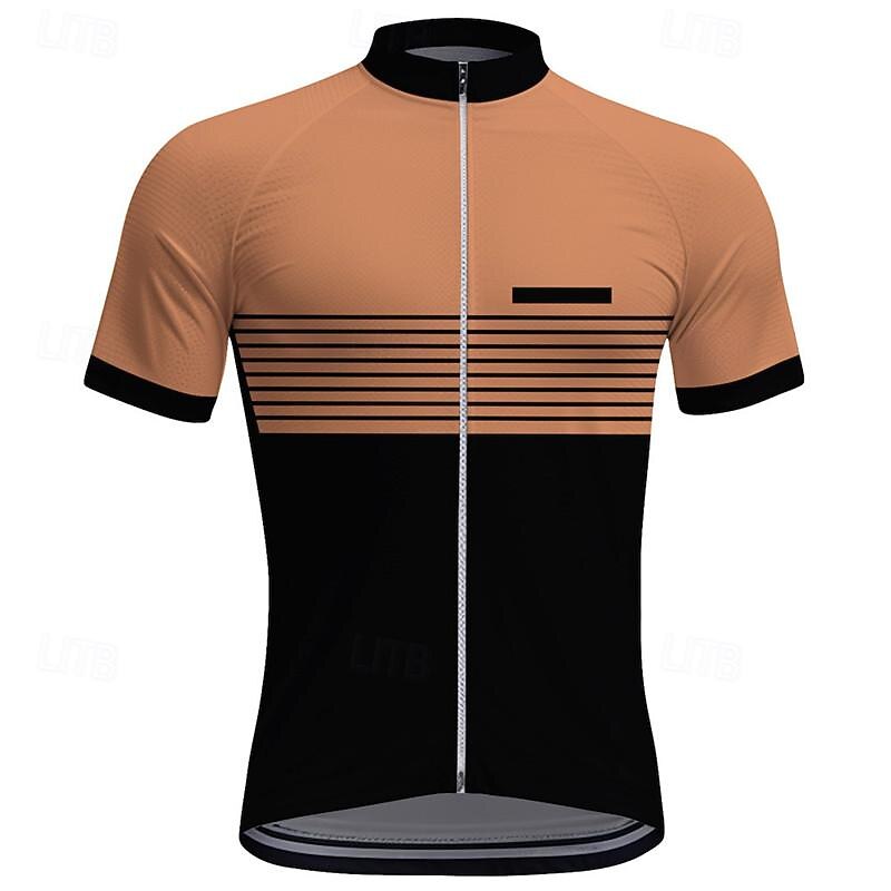 Men's Cycling Jersey Stripes Short Sleeve Bike Tee Tshirt Top with 3 Rear Pockets Mountain Bike MTB Road Bike Cycling Quick Dry Front Zipper Wicking Sports White Red Khaki Clothing Apparel2