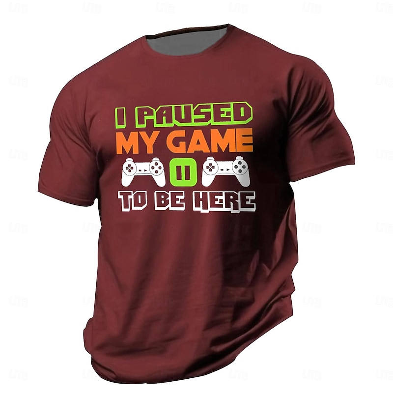 Mens Graphic Tee 'I Paused My Game To Be Here' Funny Gamer Short Sleeve T-Shirt3