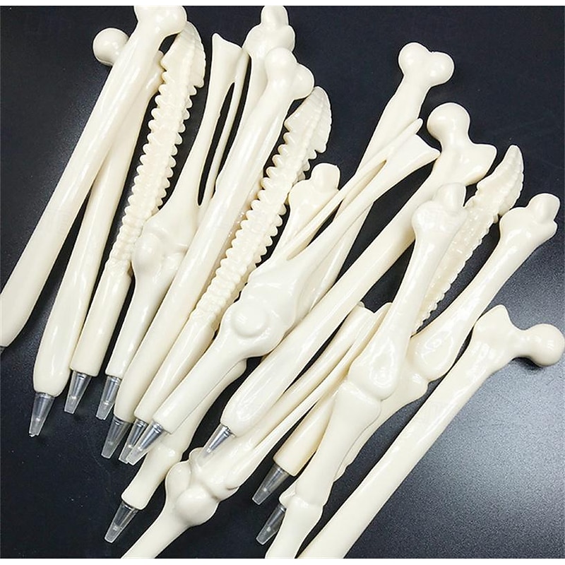 6 Random Creative Novel Stationery Supplies Realistic Bone Shaped Ballpoint Pens Halloween Party Supplies