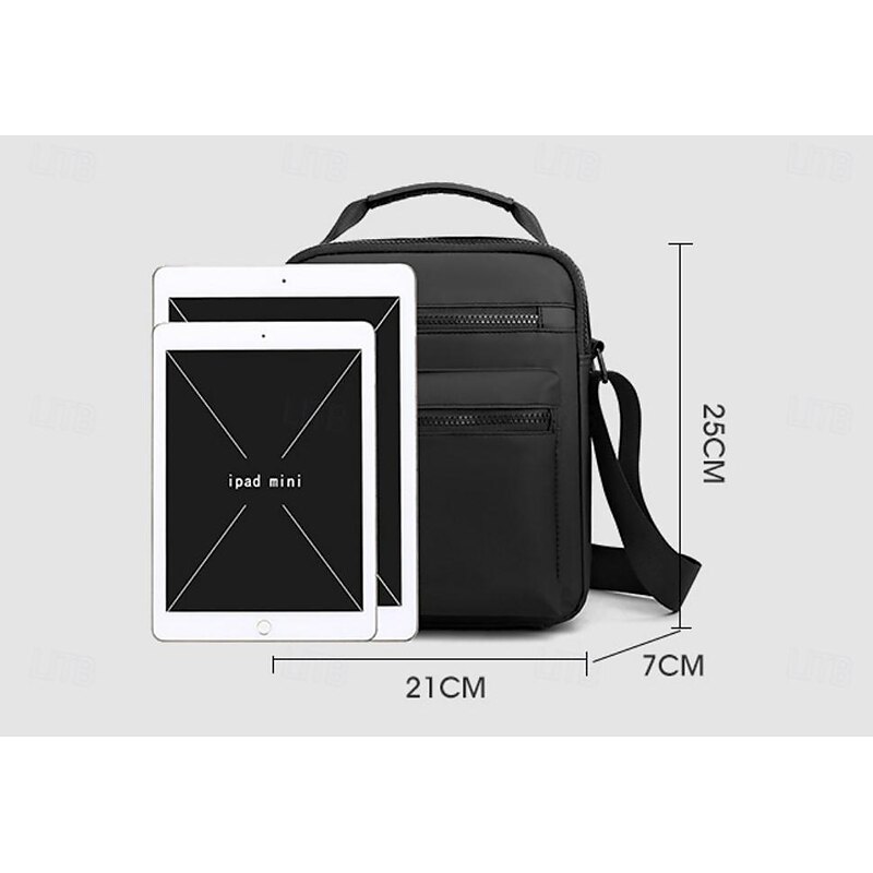 Men's Waterproof Nylon Crossbody Bag, Multi - Pocket Dual Zipper Design, Sleek Durable for Work Travel Everyday Use4