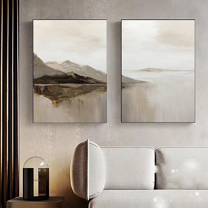 landscape Oil painting handmade Beige Abstract Painting handpainted  Beige oil Painting Brown Painting Textured Minimalist Art Mountain Art painting for Living Room bedroom wall Decor Art3