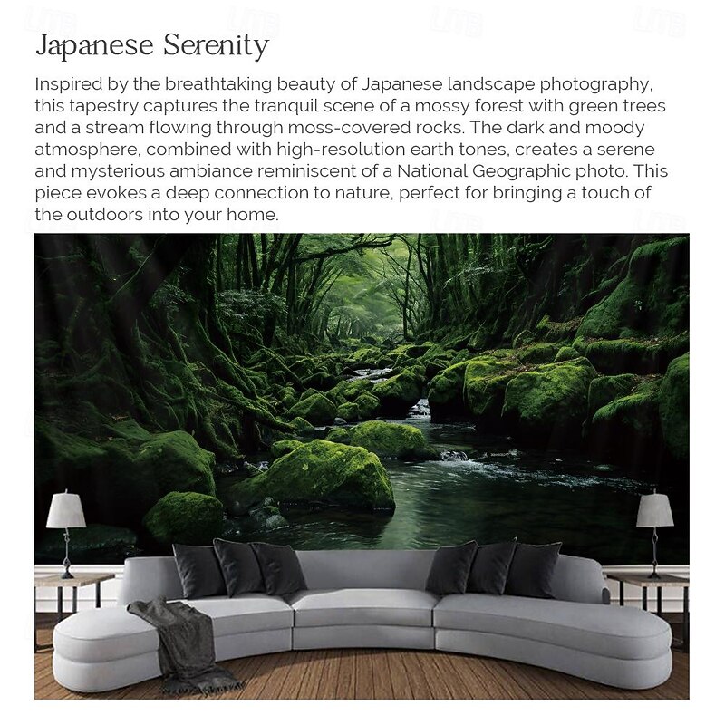 Forest River Hanging Tapestry Wall Art Large Tapestry Mural Decor Photograph Backdrop Blanket Curtain Home Bedroom Living Room Decoration3