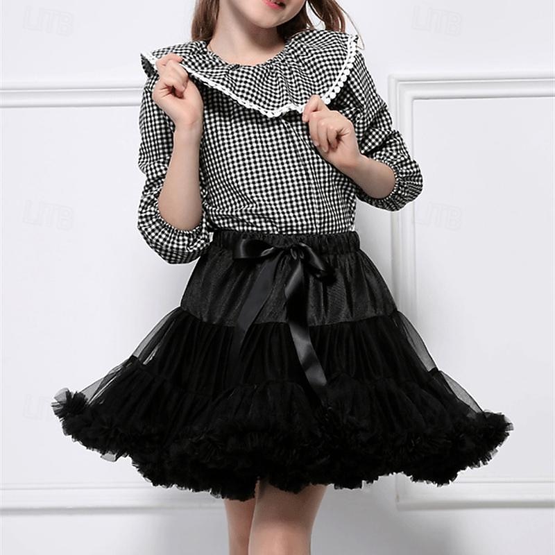 Kids Girls' Skirt Solid Color Active Mesh Performance 5-13 Years Summer Black White Pink3