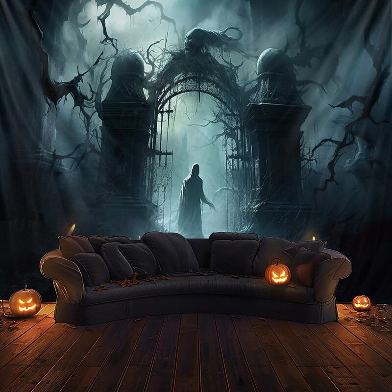 Halloween Decorations Graveyard Ghost Hanging Tapestry Wall Art Large Tapestry Mural Decor Photograph Backdrop Blanket Curtain Home Bedroom Living Room4