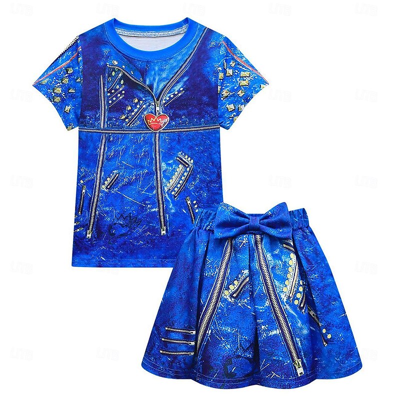 Descendants Evie Skirt Outfits Cosplay Wigs Costume Party Movie Cosplay for Girls' Kids Masquerade Causal2