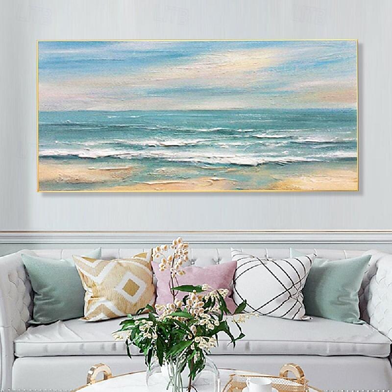 Large Ocean Seascape Canvas Oil Painting Beach Waves painting Hand-Painted Texture Painting Sunrise Landscape oil paintings Wall Art Custom Vacation Souvenir Gift paintings3