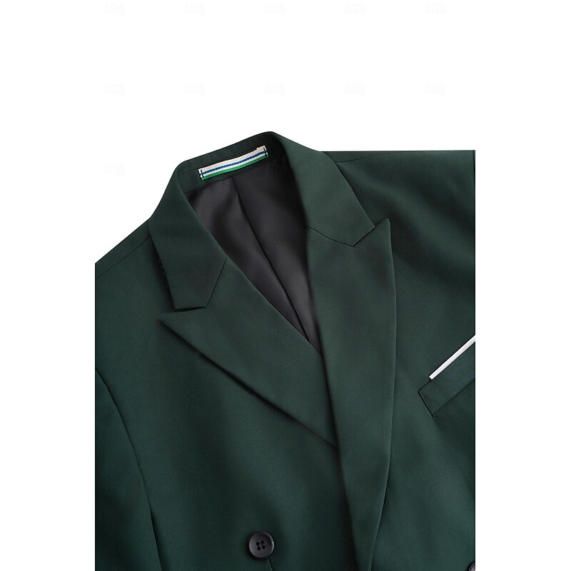 Men's Wedding Party Evening Wear Suits Peaked Lapel Black Burgundy Business Formal Solid Colored Standard Fit 2 Piece Double Breasted Six-buttons4