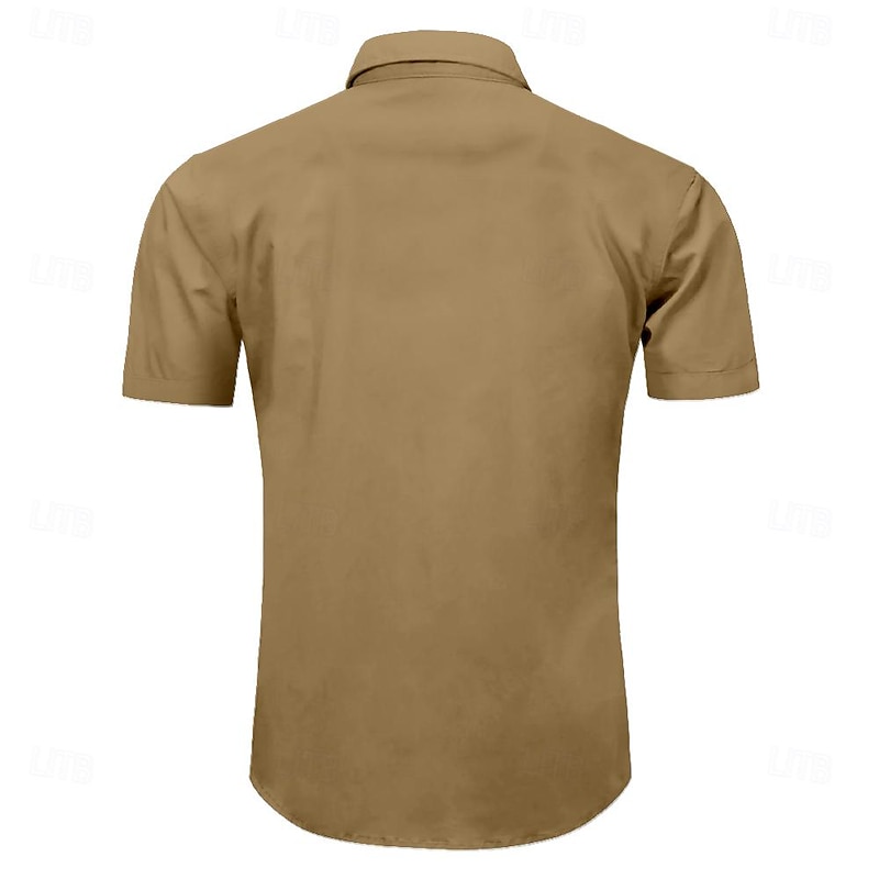 Men's Cowboy Shirt Western Shirt Cowboy Shirt Short Sleeve Western Style Outdoor Summer Spring Shirt Collar Black Brown Khaki4