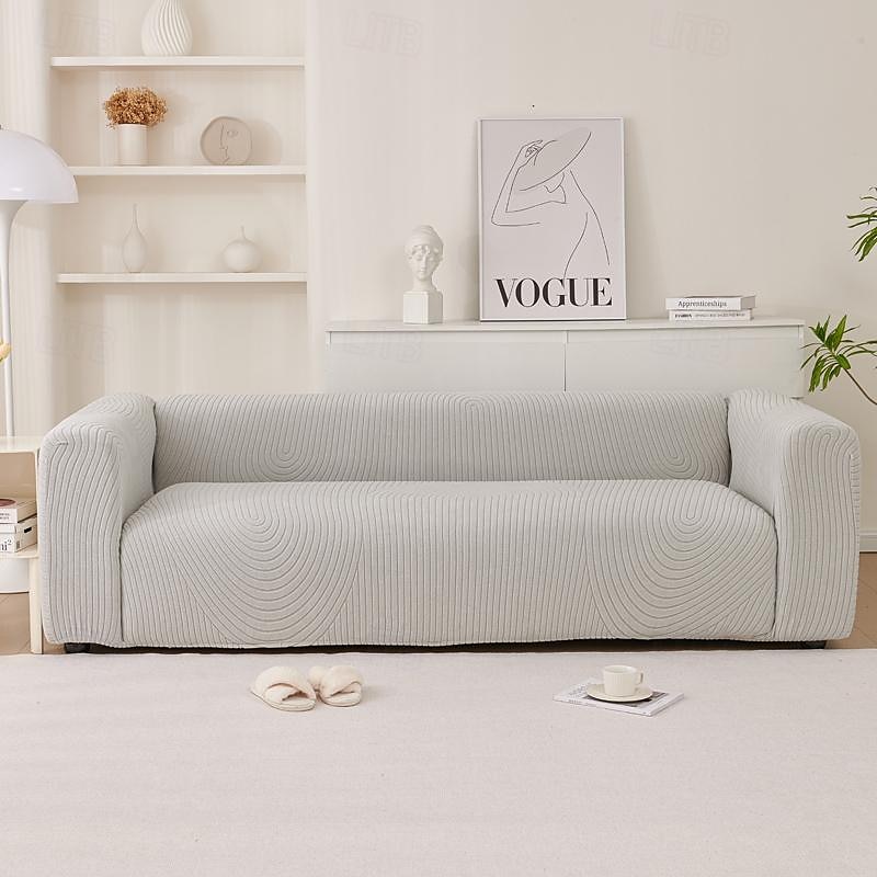 Elastic Sofa Cover Full Cover, Anti-Cat Scratch Thickened Creamy Style for Durable Furniture Protection Suitable for All Seasons and Sofa Types2