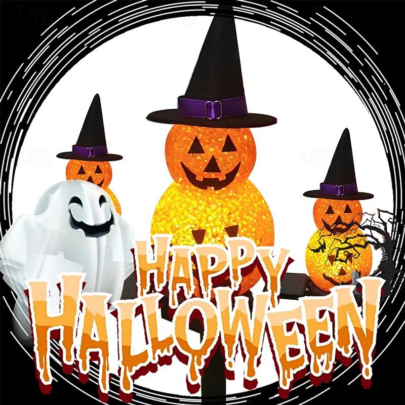 Solar Halloween Lawn Light Hat Pumpkin Light Atmosphere Garden Lights Halloween Party Outdoor Waterproof Decoration 1PC3