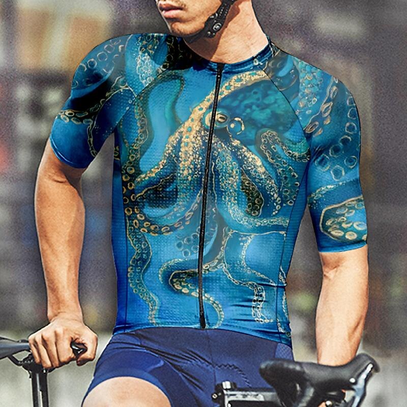 Men's Cycling Jersey Animal Short Sleeve Bike Tee Tshirt Jersey Top with 3 Rear Pockets Mountain Bike MTB Quick Dry Breathable Sports Blue Clothing Apparel4