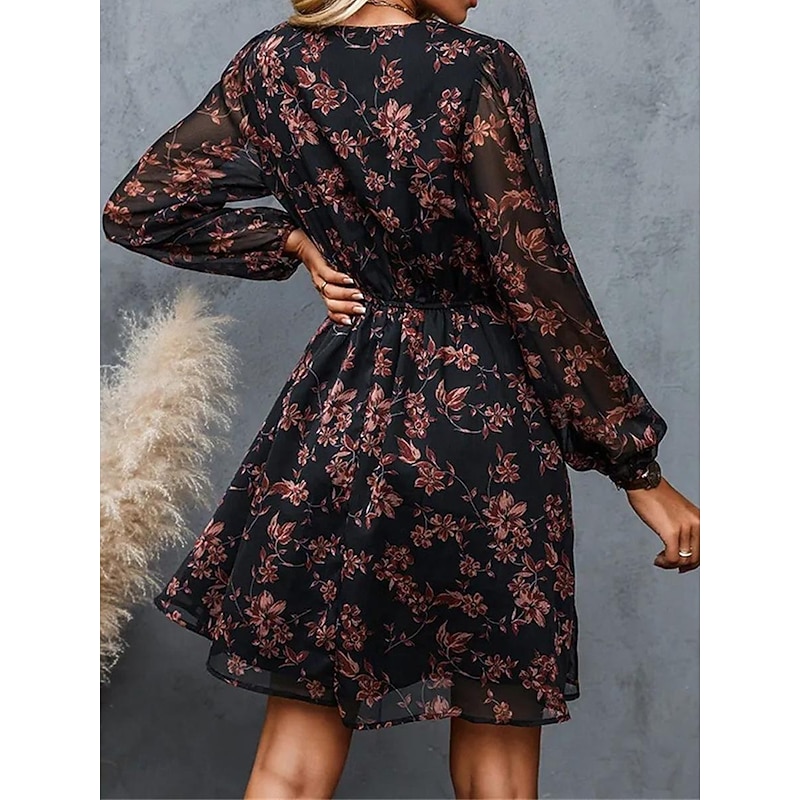Women's Casual Dress Formal Dress Floral Print V Neck Mini Dress Stylish Casual Daily Date Long Sleeve Summer 20