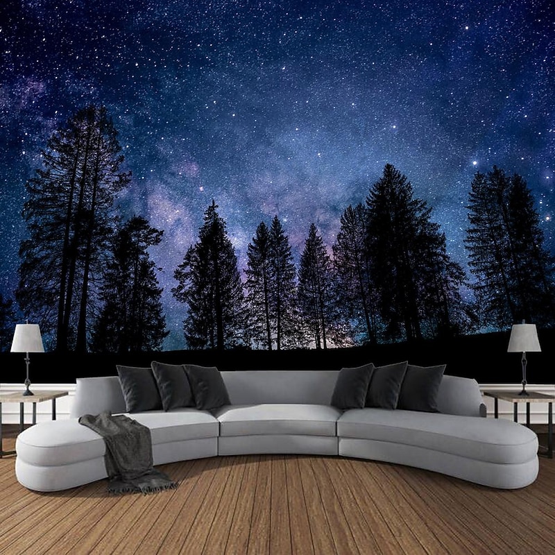 Nature Stars Sky Hanging Tapestry Wall Art Large Tapestry Mural Decor Photograph Backdrop Blanket Curtain Home Bedroom Living Room Decoration