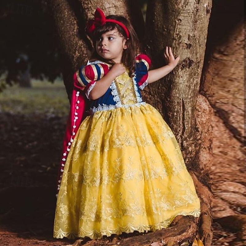 Snow White Princess Dress Costume Flower Girl Dress Cosplay Movie Cosplay for Girls' Kids Carnival Performance Party