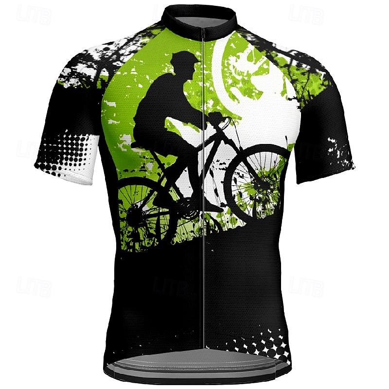 Men's Cycling Jersey Graphic Short Sleeve Bike Tee Tshirt Jersey with 3 Rear Pockets Mountain Bike MTB Quick Dry Anatomic Design Wicking Breathable Sports Black Clothing Apparel