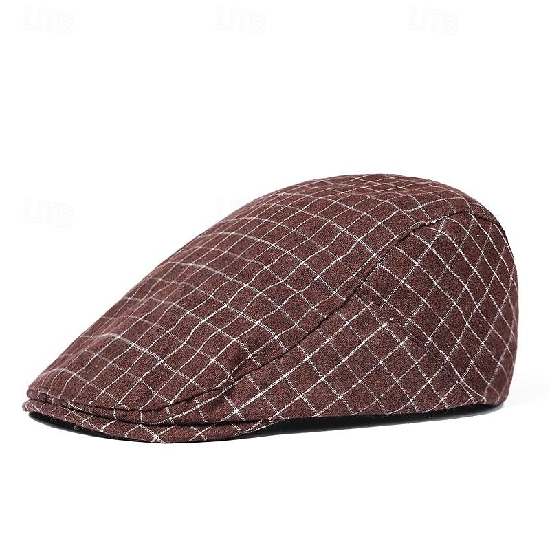 Men's Flat Cap Ascot Hat Newsboy Hat Black White Cotton Fashion Casual Street Daily Plaid Adjustable Sunscreen Breathable2
