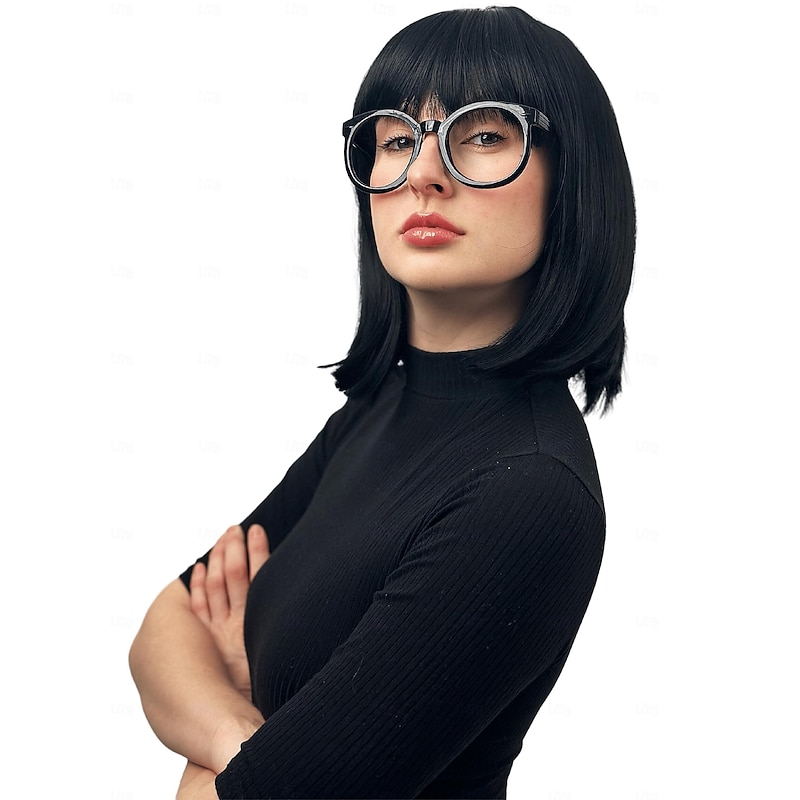 Incredible Edna Mode Wig Black Flapper Bob Wig with Bangs 20s Wig Costume 1920s Flapper Wigs for Women - Girl Wig Carnival Cosplay Costume Wig for Women Halloween Wigs3